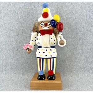 KWO Clown Nutcracker Balloons Germany Signed Em Merck Wood Old World Christmas